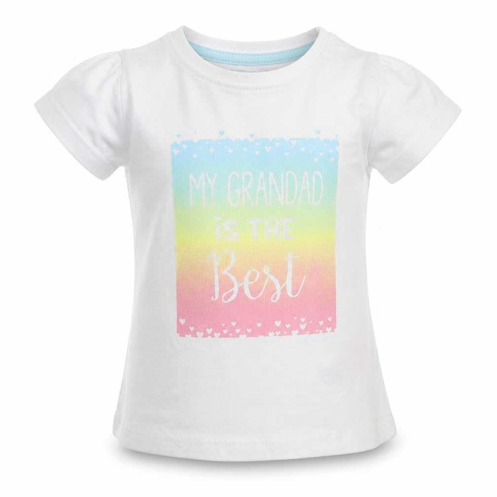 Primark Girls White  100% Cotton Basic T-Shirt Size 12-18 Months Round Neck  - My Grandad is the best