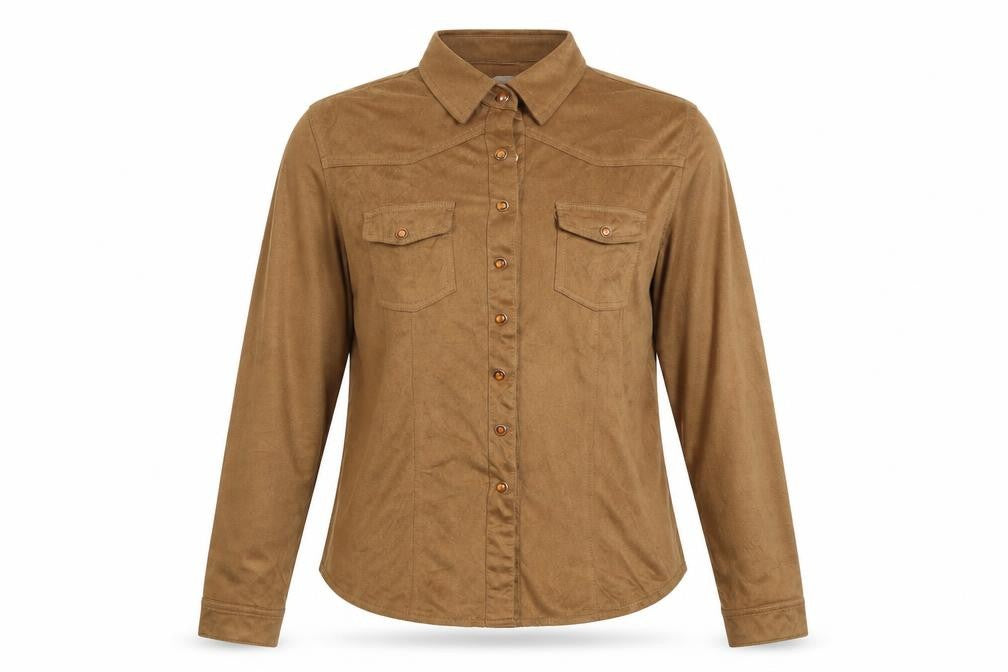 Roomates Womens Brown  Polyester Basic Button-Up Size L Collared