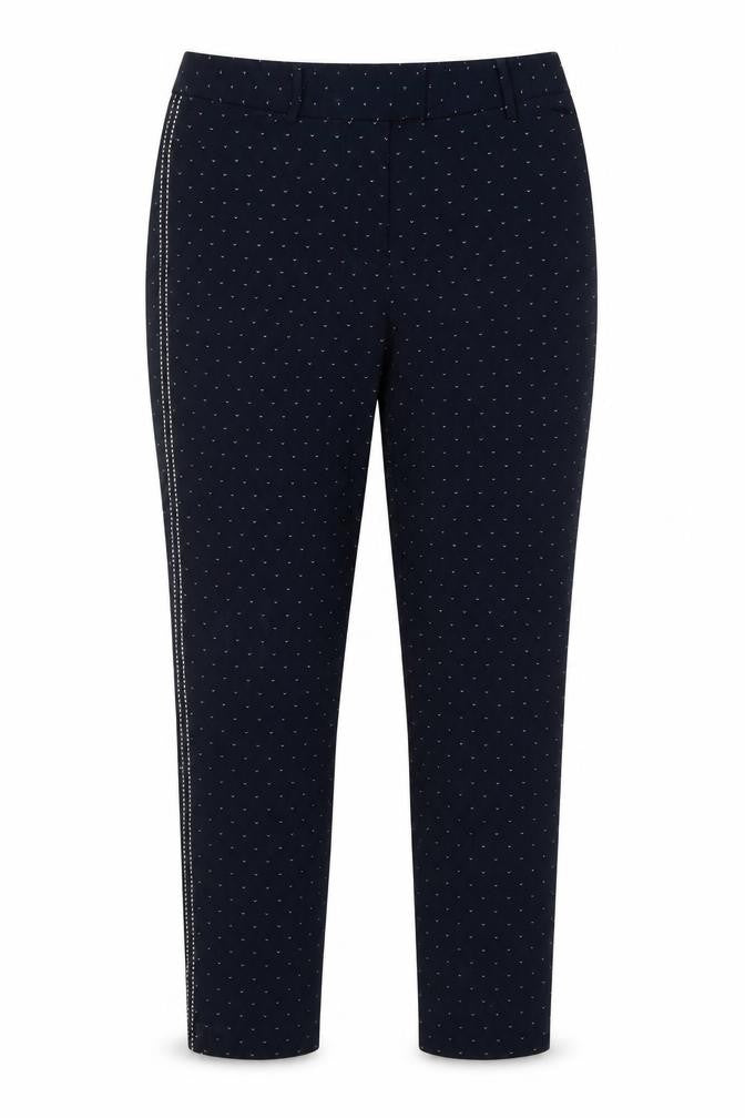 Monsoon Womens Blue Geometric Viscose Trousers  Size 12 L27 in Regular Hook & Eye