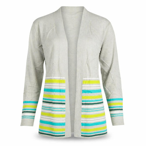 Emerco Womens Multicoloured V-Neck Striped Acrylic Cardigan Jumper Size 10