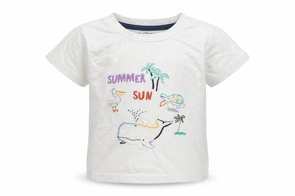 Front view of Primark boys’ white cotton basic t-shirt, size 12-18, months round neck
