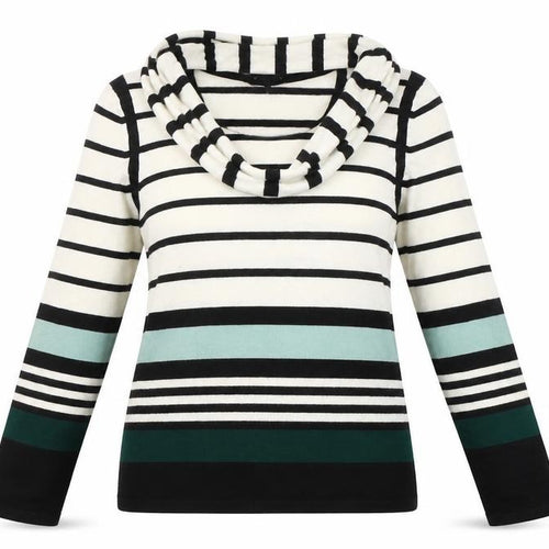 Principles Womens Multicoloured Round Neck Striped Acrylic Pullover Jumper Size 12   - scarf attatched