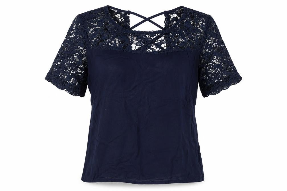 Overmal Womens Blue  Viscose Basic T-Shirt Size S Round Neck