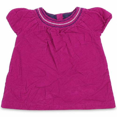 F&F Girls Pink  Cotton Basic T-Shirt Size 9-12 Months Round Neck Button