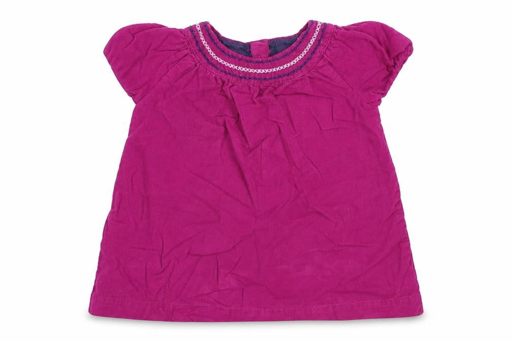 F&F Girls Pink  Cotton Basic T-Shirt Size 9-12 Months Round Neck Button