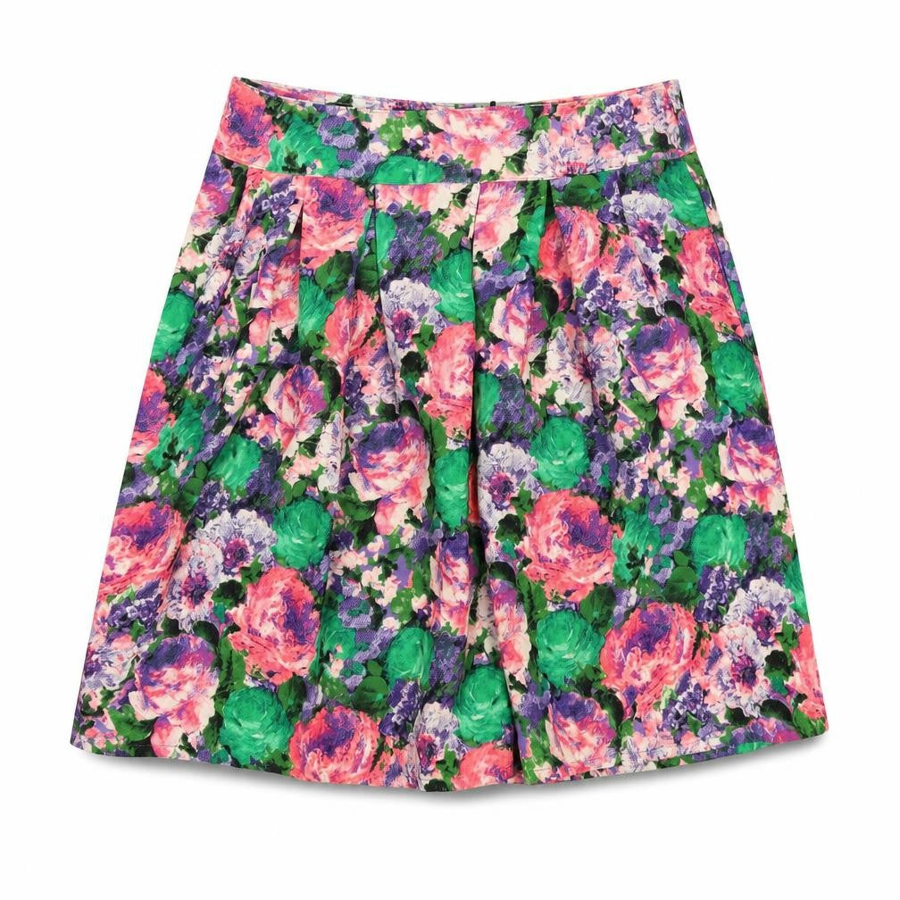 River Island Womens Multicoloured Floral Polyester A-Line Skirt Size 10   Zip