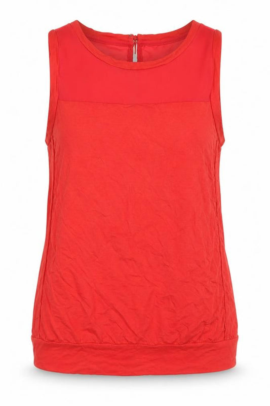 Front view of Next women’s pink viscose basic tank, size UK 12, crew neck