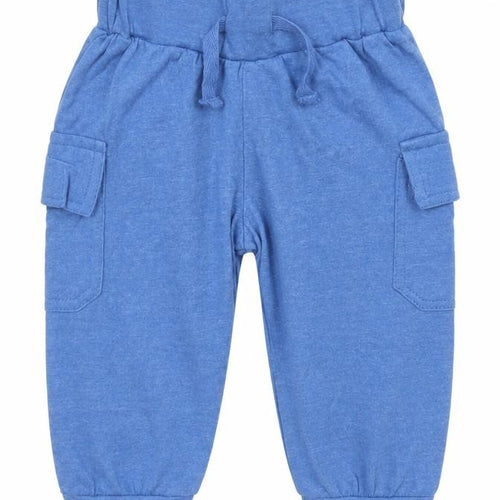 Hullabaloo Boys Blue  Cotton Jogger Trousers Size 6-9 Months  Drawstring
