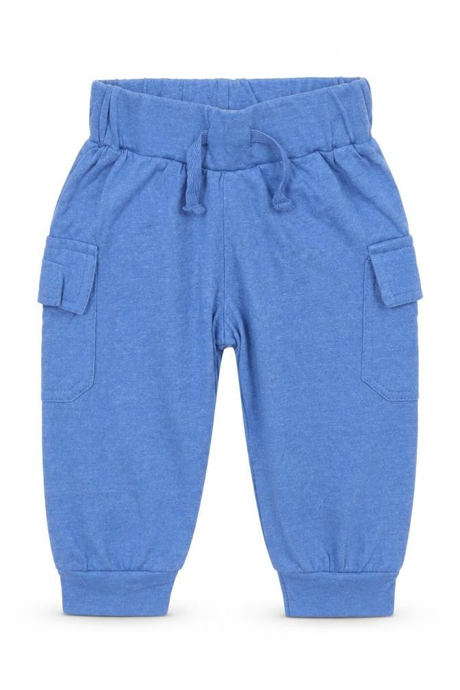 Hullabaloo Boys Blue  Cotton Jogger Trousers Size 6-9 Months  Drawstring