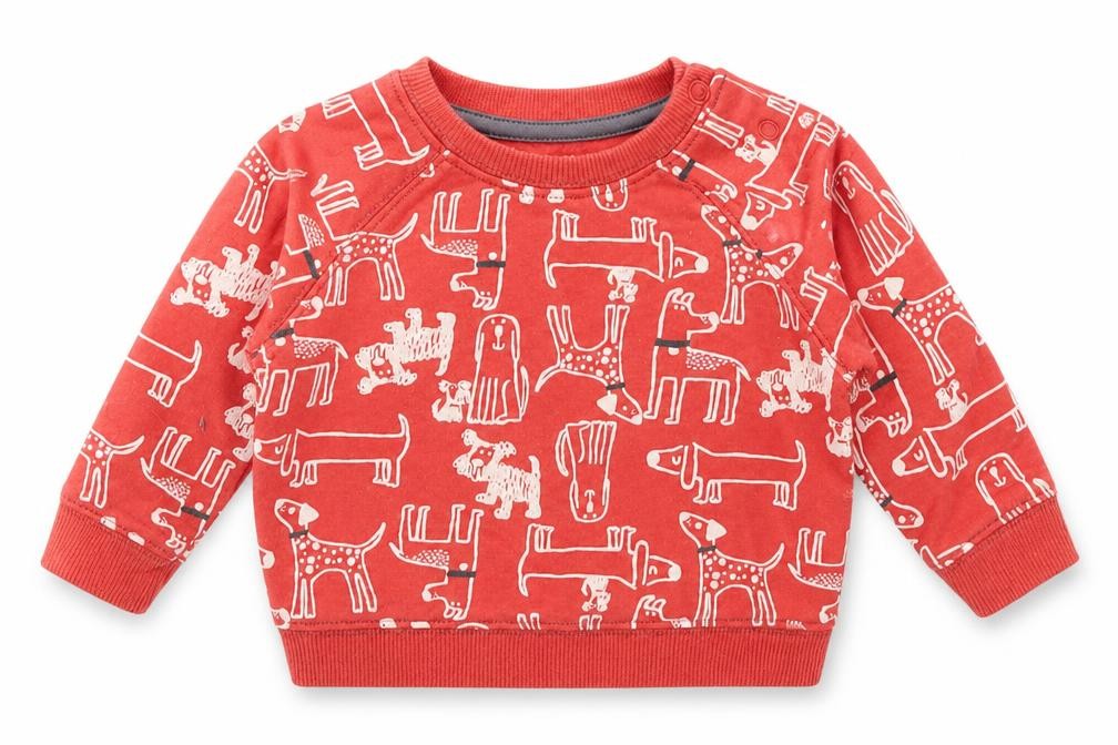 Nutmeg Boys Red Spotted Cotton Pullover Jumper Size 3-6 Months  Snap - Dog Print