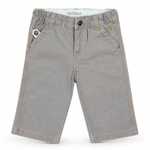 Natalys Boys Grey  Cotton Capri Jeans Size 12 Months  Hook & Eye