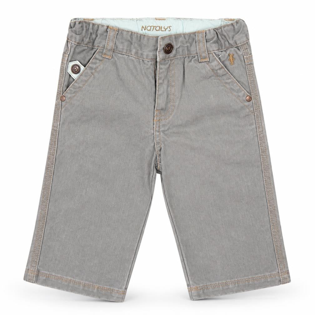 Natalys Boys Grey  Cotton Capri Jeans Size 12 Months  Hook & Eye
