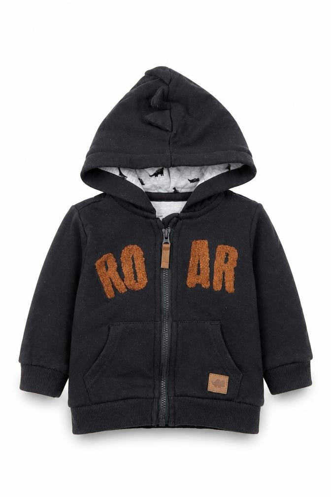 F&F Boys Grey   Jacket  Size 0-3 Months   Zip - Dinosaur hood