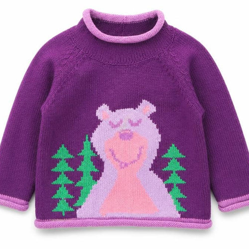 L.L. Bean Girls Purple  Cotton Pullover Jumper Size 6-9 Months   - Bear