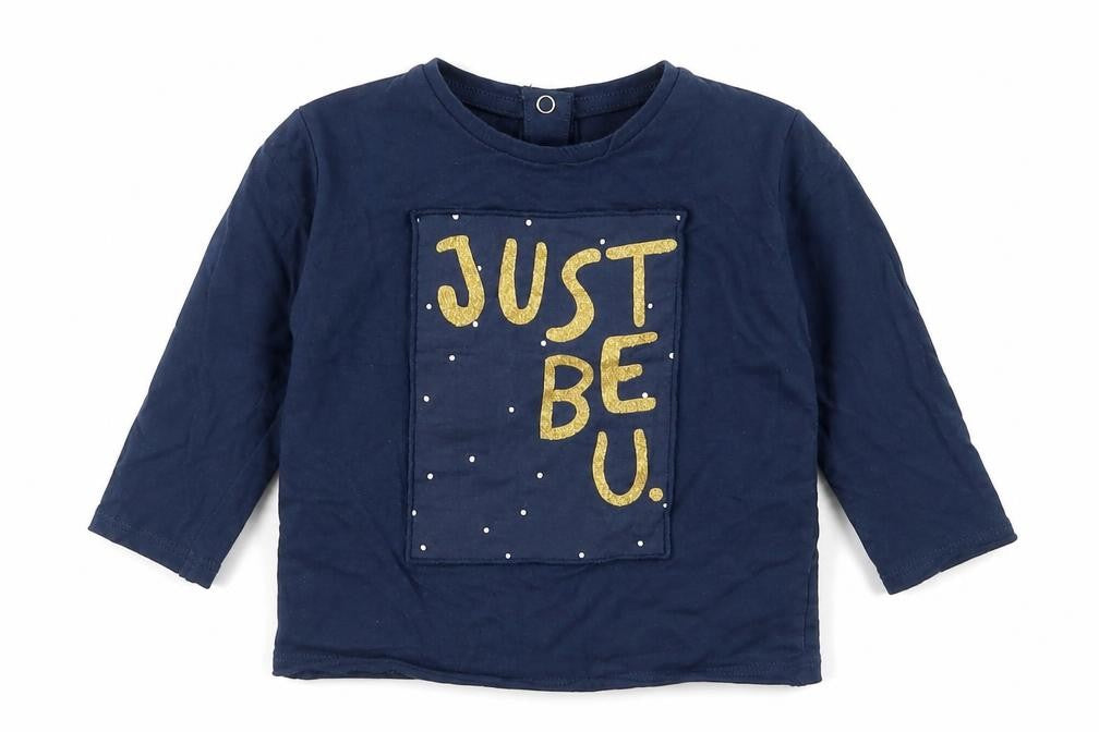 Mango Girls Blue  Cotton Basic T-Shirt Size 12-18 Months Crew Neck Snap - Just be you