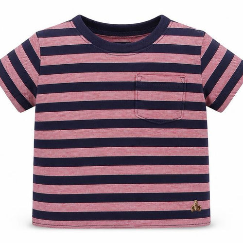 Gap Boys Red Striped Cotton Basic T-Shirt Size 6-9 Months Crew Neck Pullover