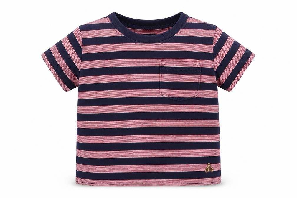 Gap Boys Red Striped Cotton Basic T-Shirt Size 6-9 Months Crew Neck Pullover
