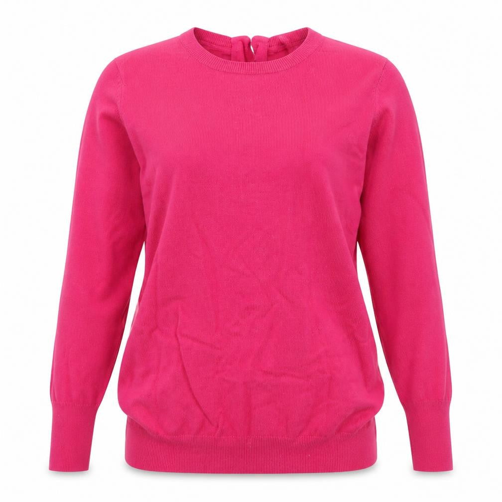 Front view of Savida women’s pink crew neck viscose jumper, size XS