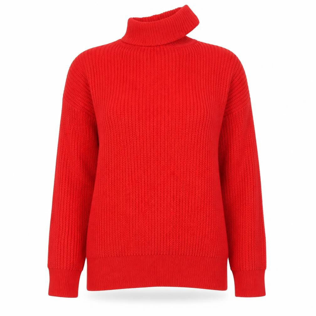 Simply Be Womens Red High Neck  Acrylic Pullover Jumper Size S   - Cut Out Neckline