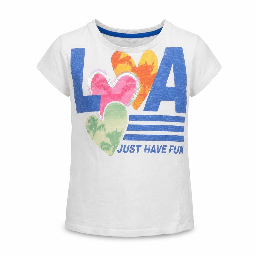 Front view of Next girls’ white cotton basic t-shirt, size 6, years crew neck - la