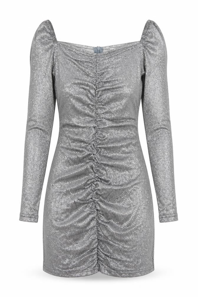 Femme Luxe Womens Silver  Polyester Bodycon  Size S  Sweetheart