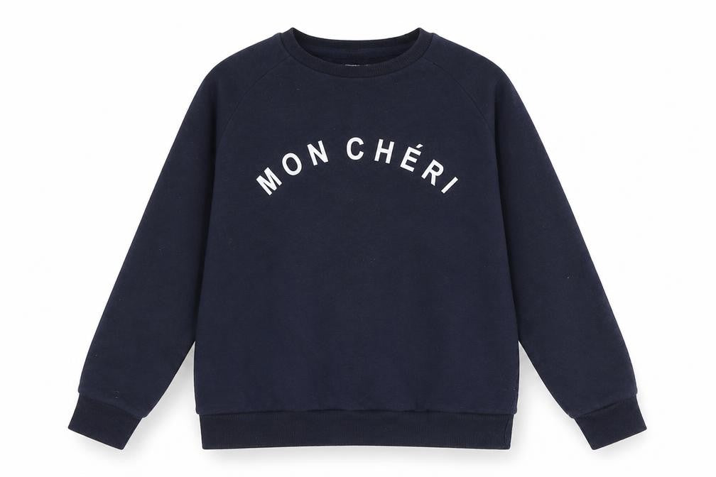 Front view of Primark girls’ blue polyester pullover sweatshirt, size 11-12, years - mon cheri