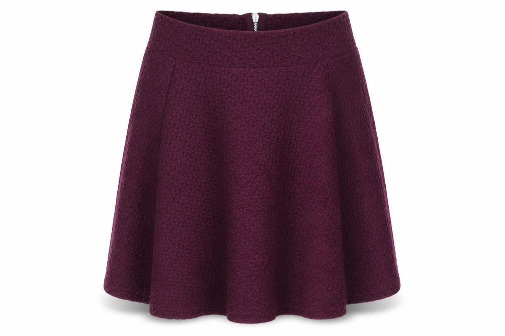 H&M Womens Purple  Cotton A-Line Skirt Size S   Zip