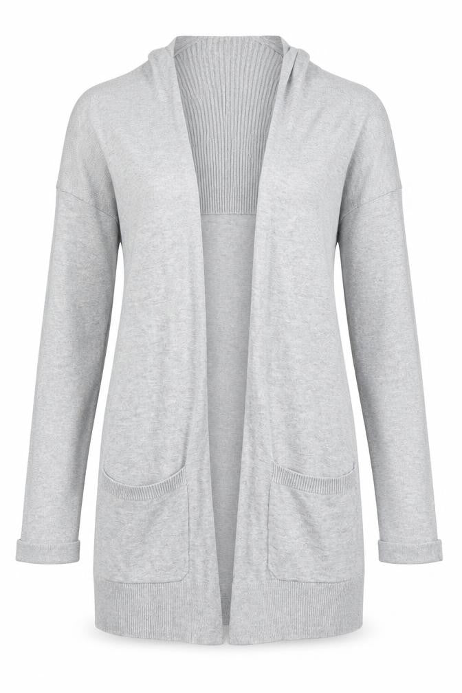 New Look Womens Grey V-Neck  Cotton Cardigan Jumper Size 8