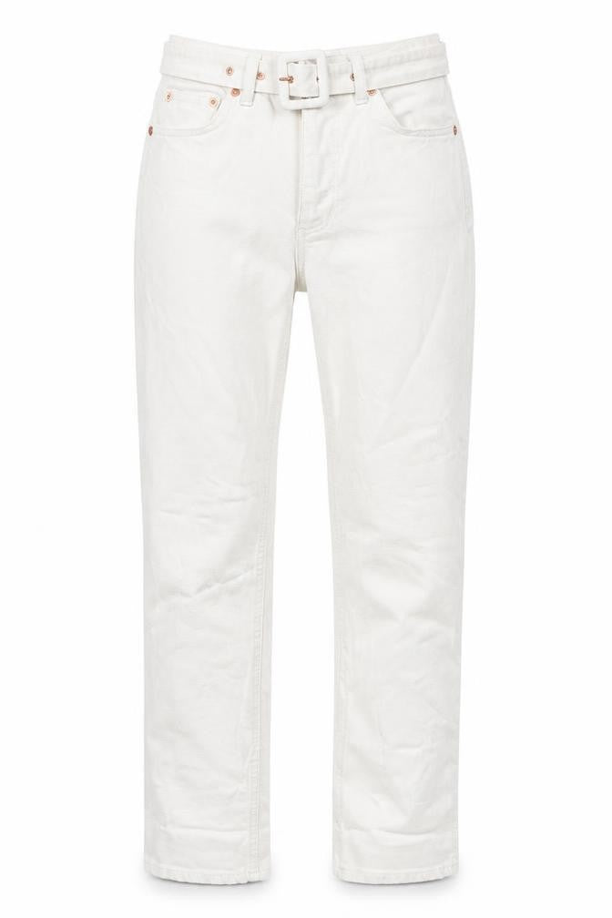Topshop Womens White  Coir Straight Jeans Size 28 L28 in Regular Button
