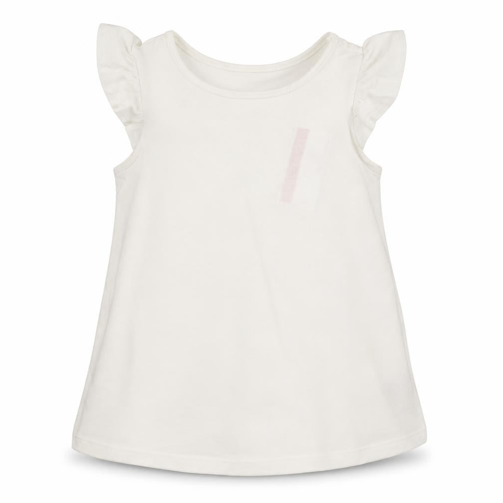 Front view of Tahari girls’ white cotton basic t-shirt, size 2-3, years crew neck pullover