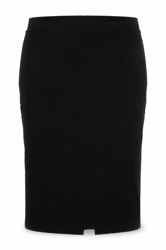 Front view of talis women’s black polyester a-line skirt, size L