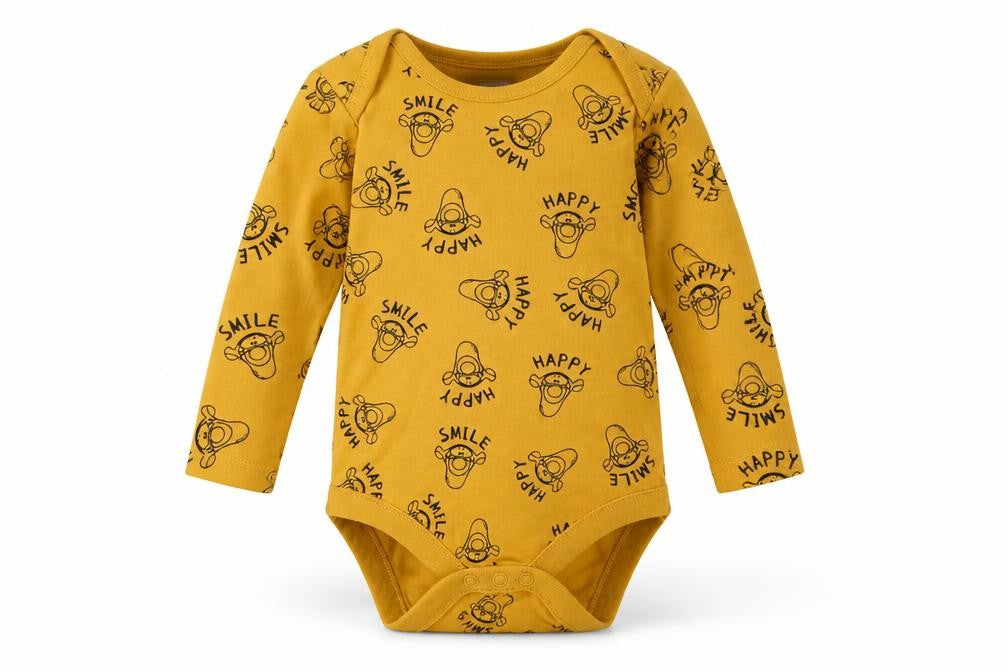 F&F Baby Yellow Geometric Cotton Babygrow One-Piece Size 6-9 Months  Buckle - tiger