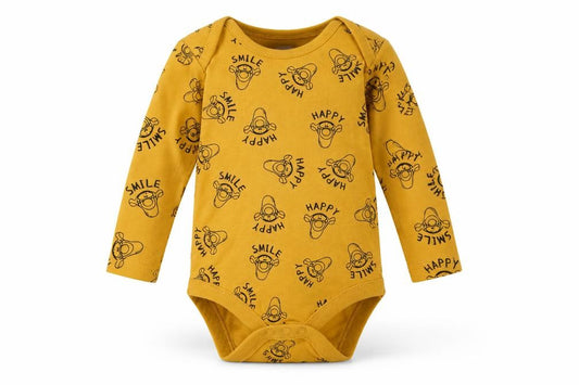 F&F Baby Yellow Geometric Cotton Babygrow One-Piece Size 6-9 Months  Buckle - tiger