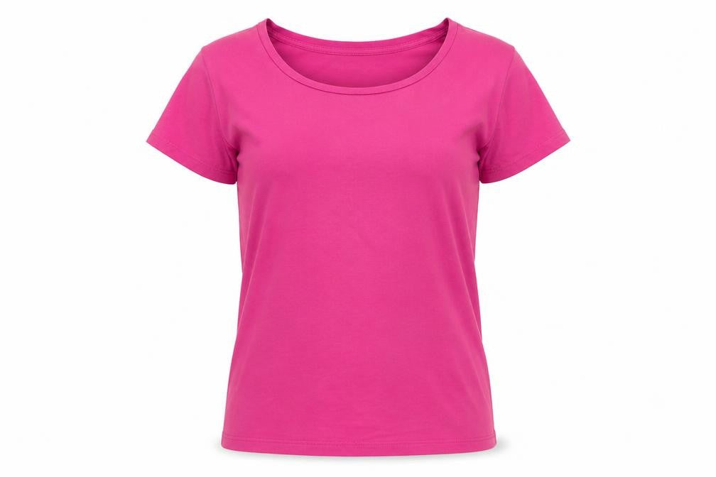 Front view of Next women’s pink 100% cotton basic t-shirt, size UK 6, round neck