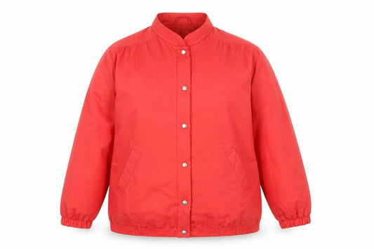Front view of St Michael women’s red jacket coat, size UK 16, button