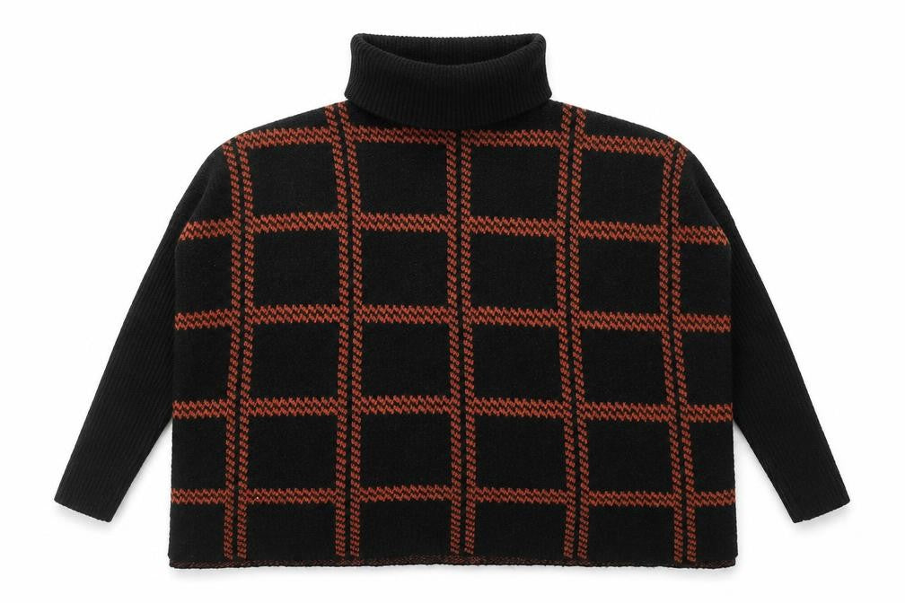 NEXT Womens Green Roll Neck Plaid Acrylic Pullover Jumper Size XS   - Side slit