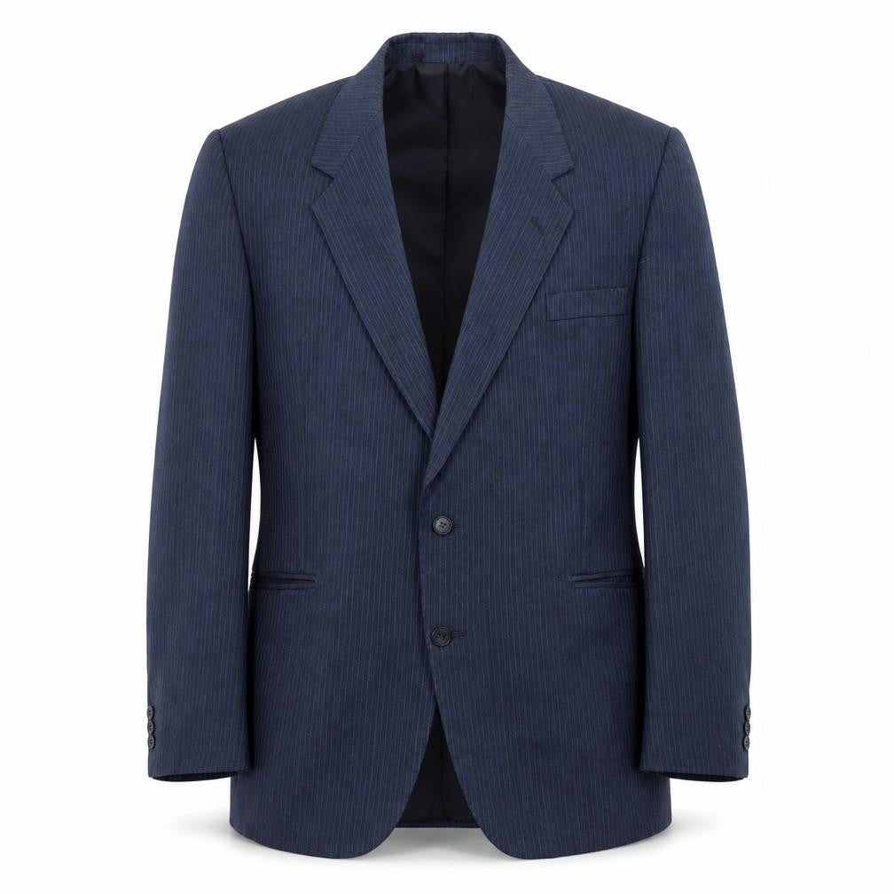 Canda Mens Blue Striped Wool Jacket Blazer Size 44