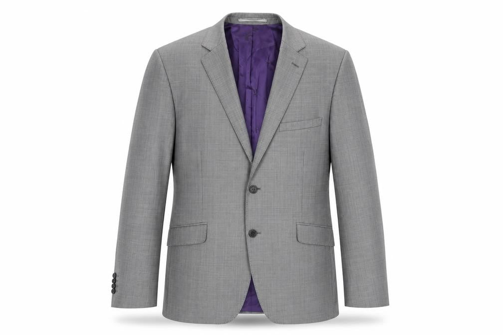 Front view of Paul Costelloe men’s grey polyester jacket blazer, size 40