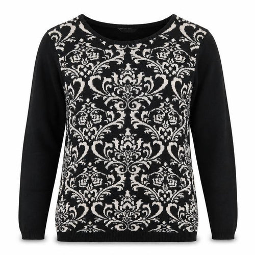 BHS Womens Black Round Neck Paisley Acrylic Pullover Jumper Size 14