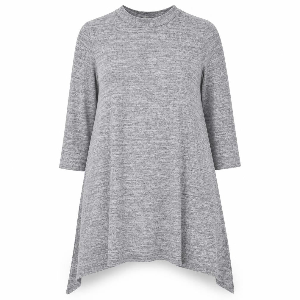 Front view of Papaya women’s grey polyester trapeze & swing, size M, high neck pullover