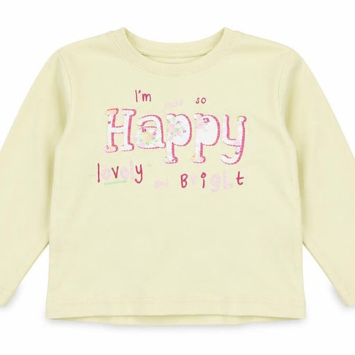 St Bernard Girls Yellow  Cotton Basic T-Shirt Size 12-18 Months Round Neck