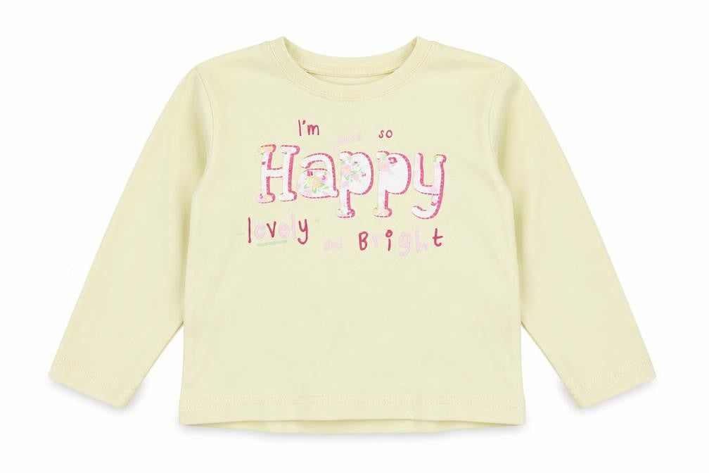 St Bernard Girls Yellow  Cotton Basic T-Shirt Size 12-18 Months Round Neck