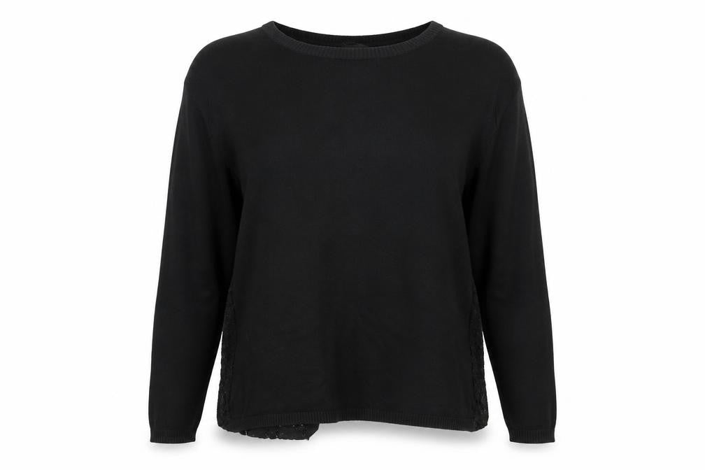 Front view of Next women’s black round neck cotton jumper, size UK 12