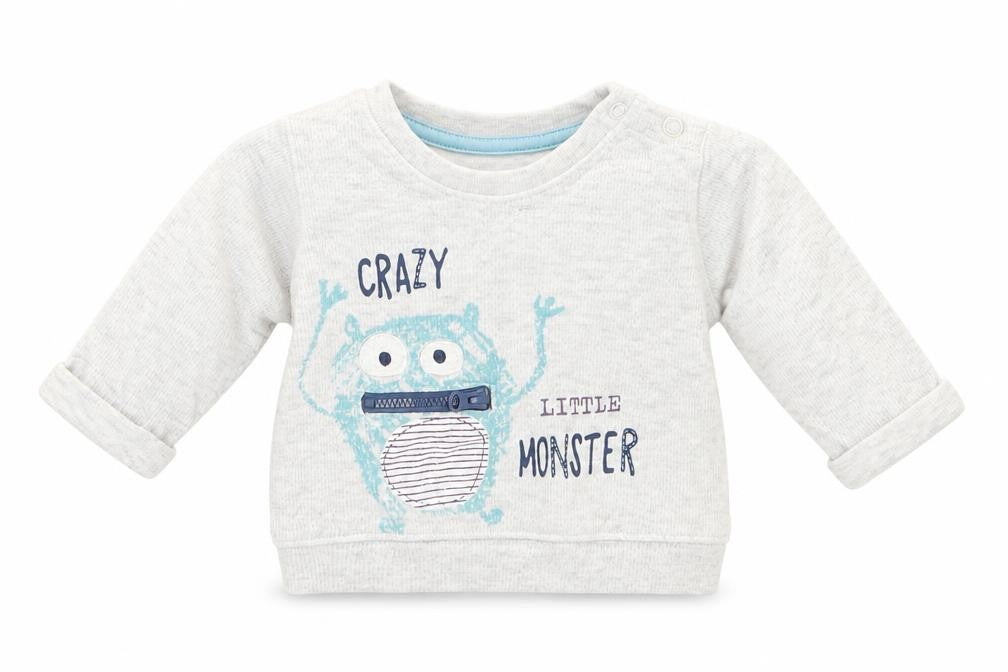 Front view of Matalan boys’ grey cotton jumper, size 0-3, months