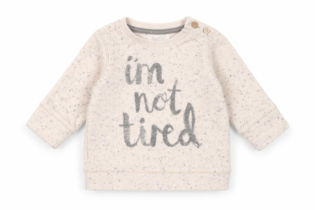 Front view of Next girls’ ivory cotton jumper, size 0-3, months