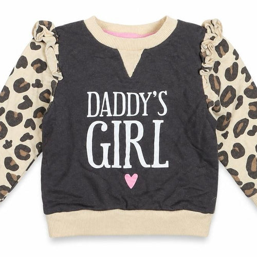 Studio Girls Beige Animal Print Cotton Pullover Jumper Size 3-6 Months