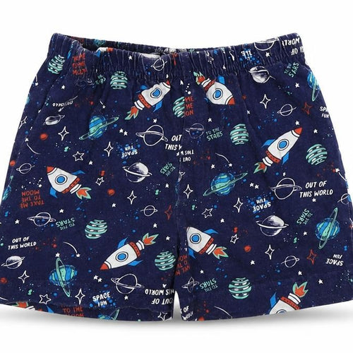 Jeff & Co Boys Blue Geometric Cotton  Sleep Shorts Size 18-24 Months