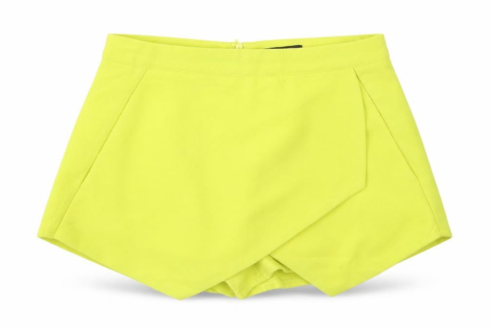 Front view of New Look girls’ green polyester a-line skort, size 12, years regular zip