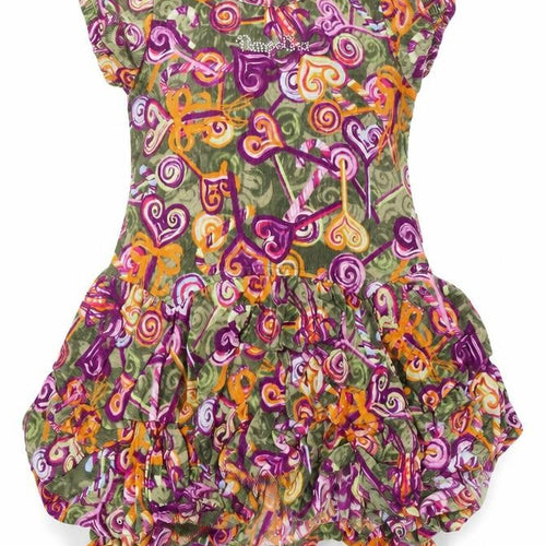 pompolina Girls Multicoloured Geometric Cotton Fit & Flare  Size 4 Years  Round Neck Zip - lollypop print