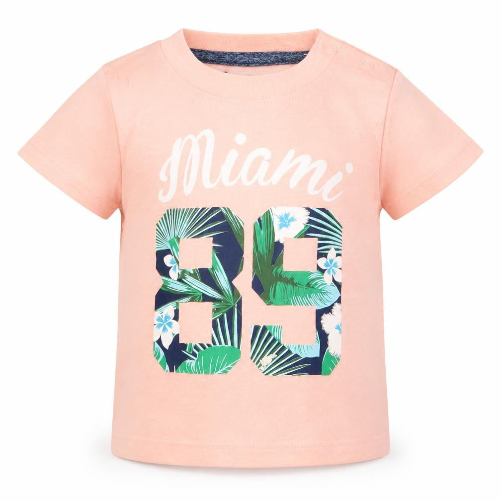 Early Days  Orange Floral Polyester Jersey T-Shirt Size 6-9 Months Round Neck Pullover - miami 89